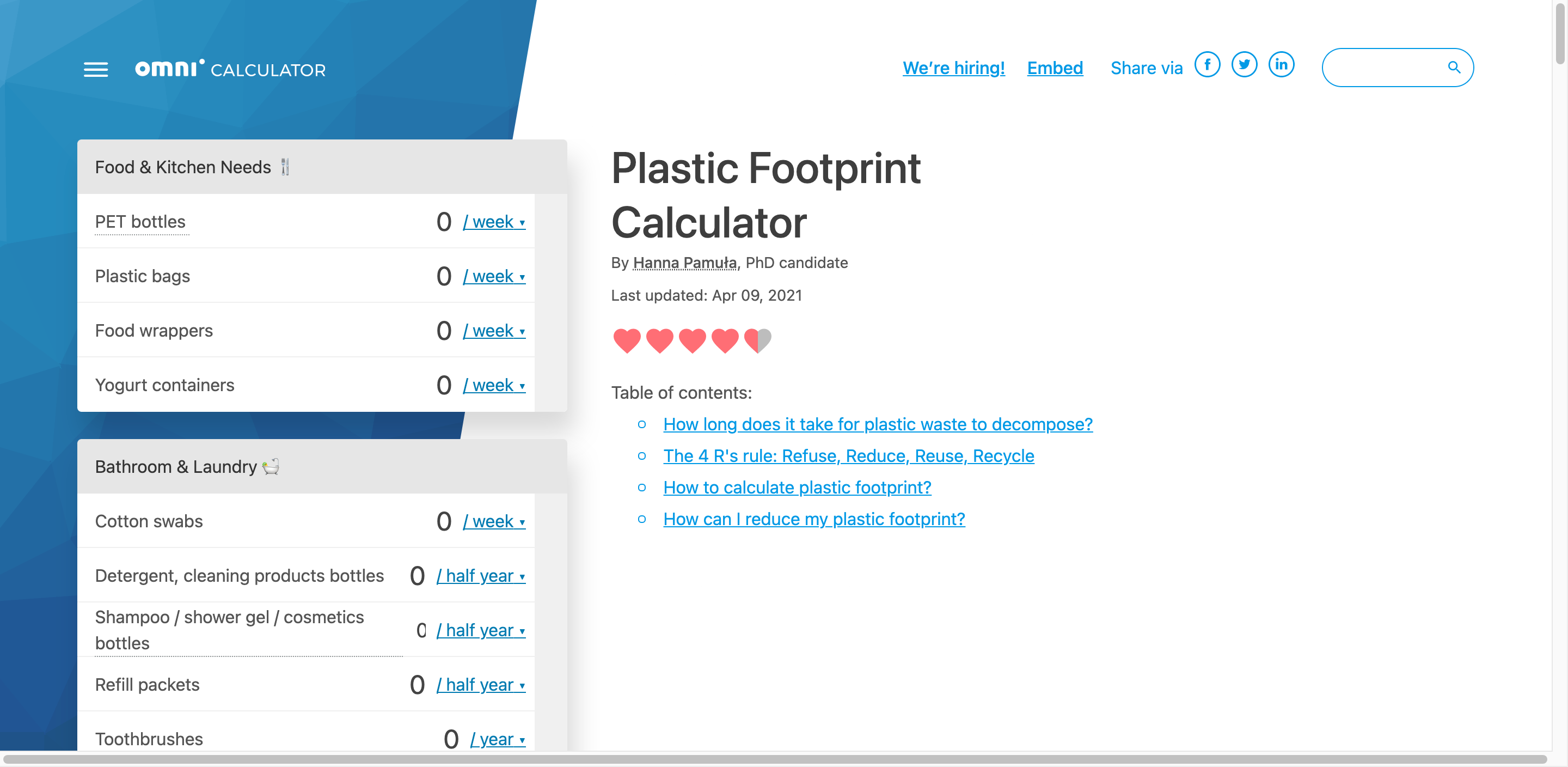 plastic footprint calcuator