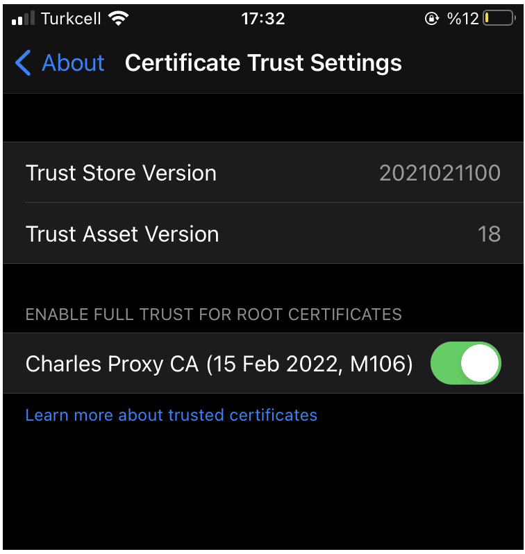 Certificate Trust Settings