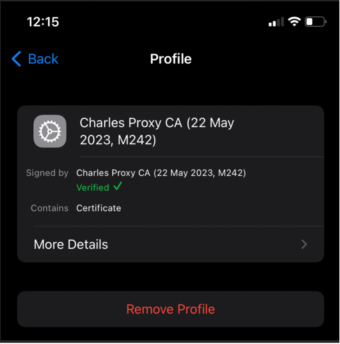 IOS Certificate Settings