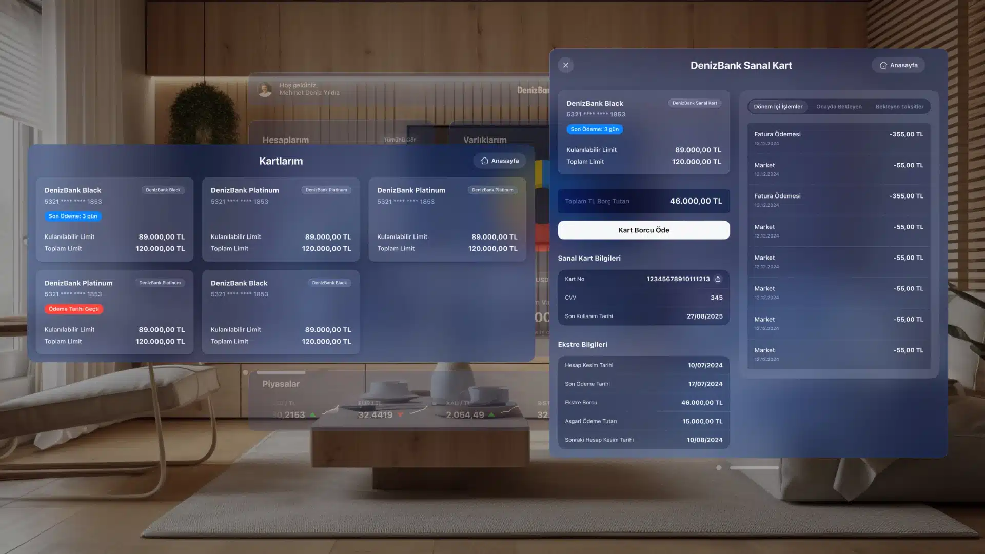 Denizbank - Vision Pro card management