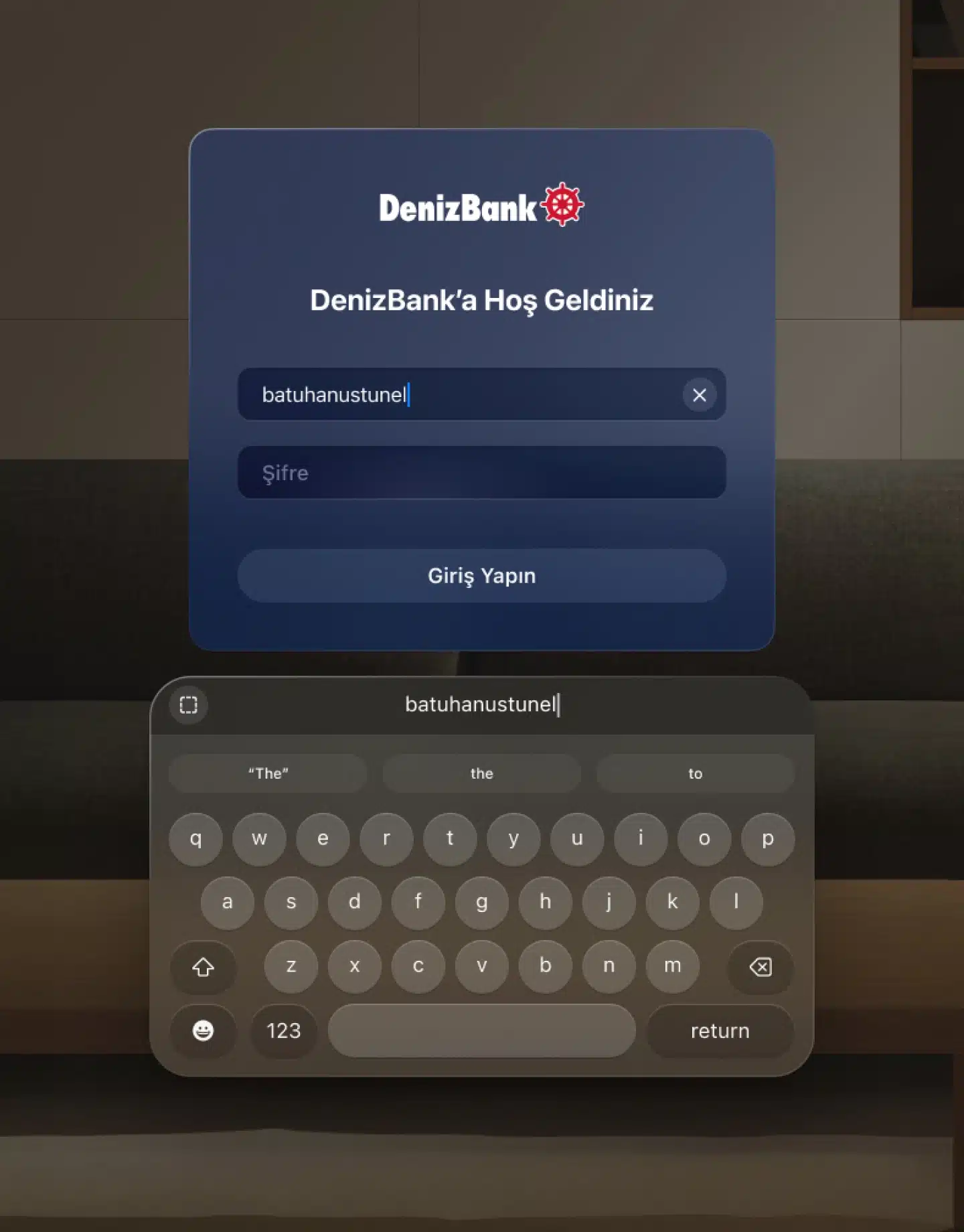 DenizBank - Vision Pro login experience